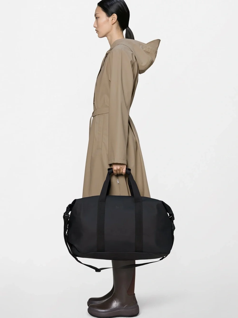 Rains Black Waterproof Duffel Bag Small